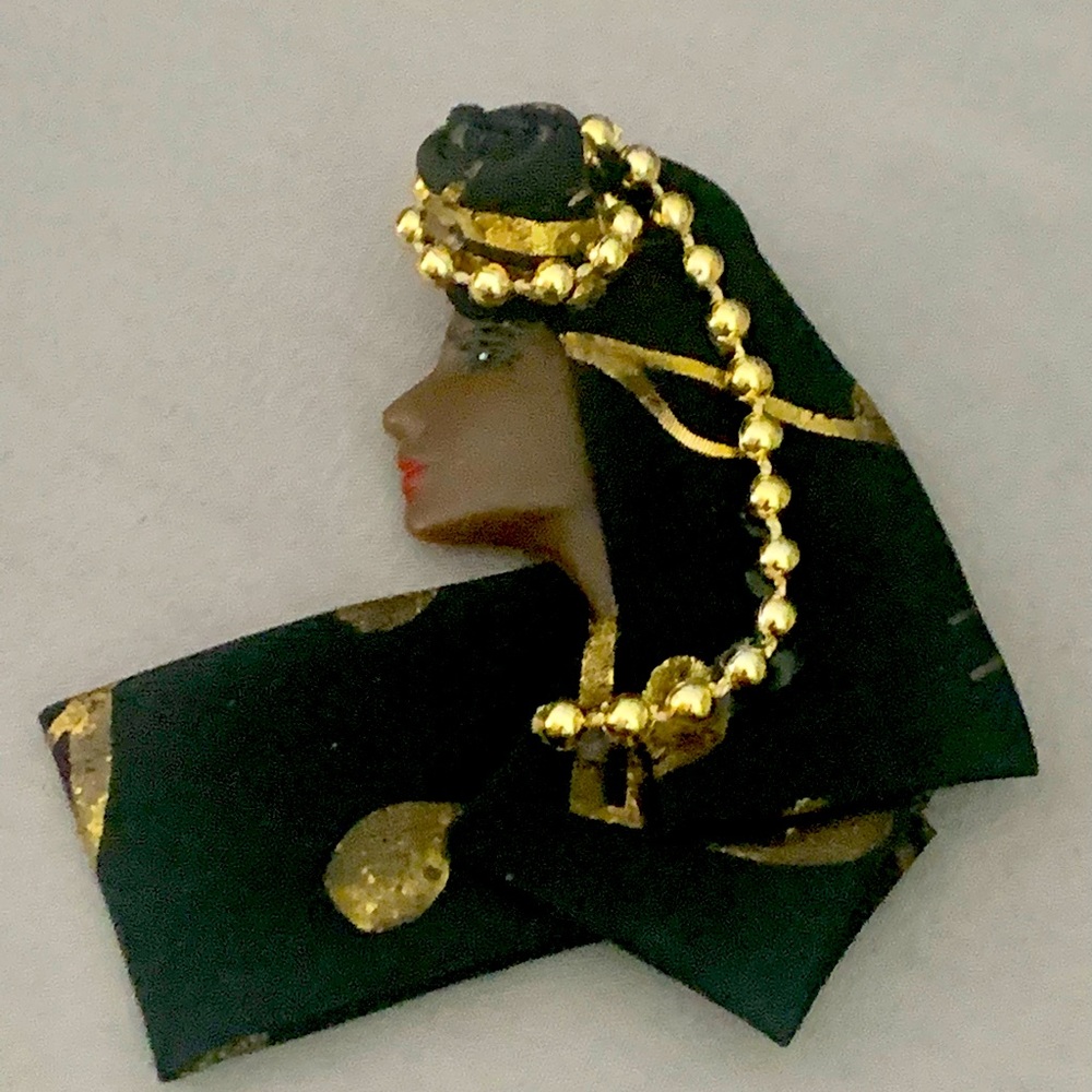 Vintage Cloth and Resin African Pin